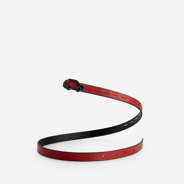 Mlouye Hit the Road Belt in Black and Red with Black Buckle | Belts | Coveti