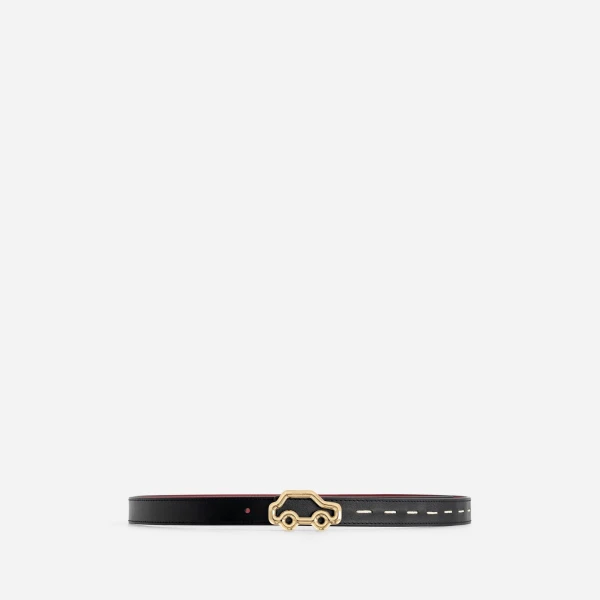 Mlouye Hit the Road Belt in Black and Red with Black Buckle | Belts | Coveti
