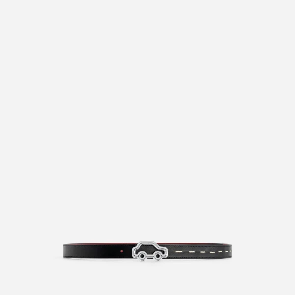 Mlouye Hit the Road Belt in Black and Red with Black Buckle | Belts | Coveti