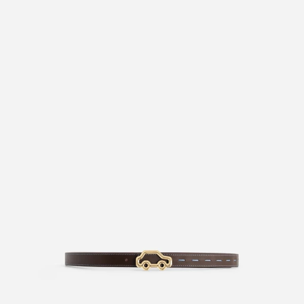 Mlouye Hit the Road Belt in Espresso and Bordeaux with Blue Buckle | Belts | Coveti