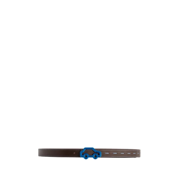 Mlouye Hit the Road Belt in Espresso and Bordeaux with Blue Buckle | Belts | Coveti