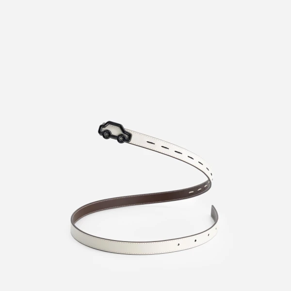 Mlouye Hit the Road Belt in Off White and Espresso with Black Buckle | Belts | Coveti