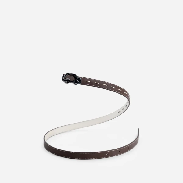 Mlouye Hit the Road Belt in Off White and Espresso with Black Buckle | Belts | Coveti