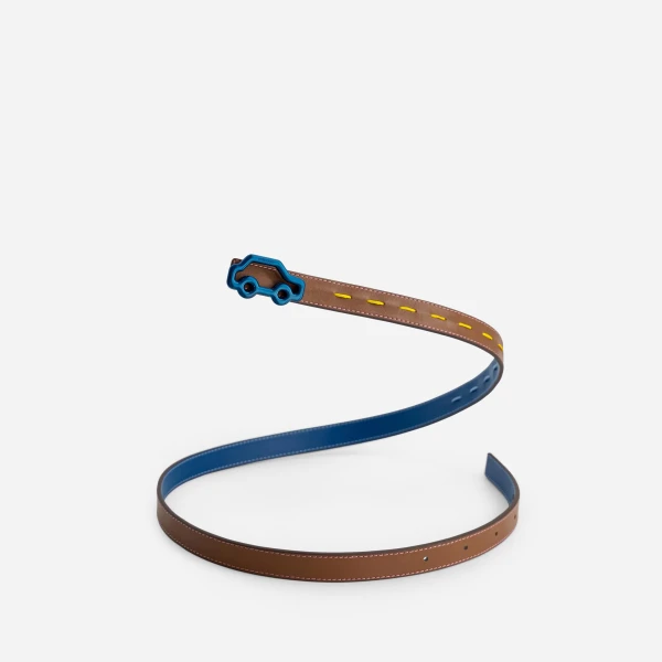 Mlouye Hit the Road Belt in Reef and Chocolate with Blue Buckle | Belts | Coveti