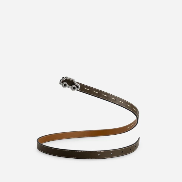 Mlouye Hit the Road Belt in Truffle Green and Canyon with Silver Buckle | Belts | Coveti
