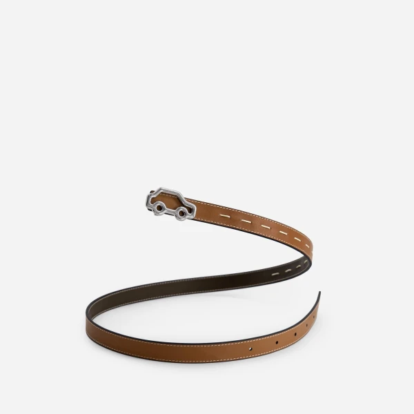 Mlouye Hit the Road Belt in Truffle Green and Canyon with Silver Buckle | Belts | Coveti