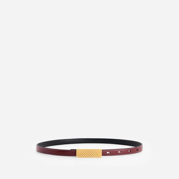 Mlouye Isla Belt in Bordeaux with Gold Buckle | Belts | Coveti