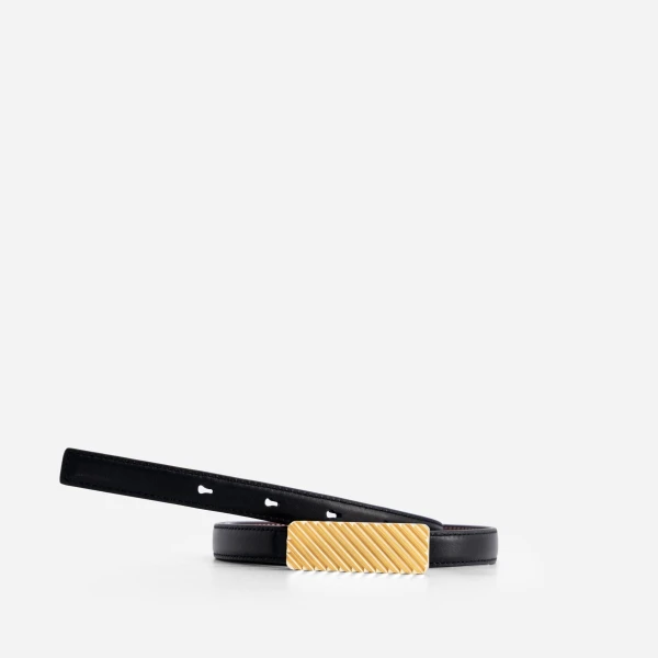 Mlouye Isla Belt in Bordeaux with Gold Buckle | Belts | Coveti
