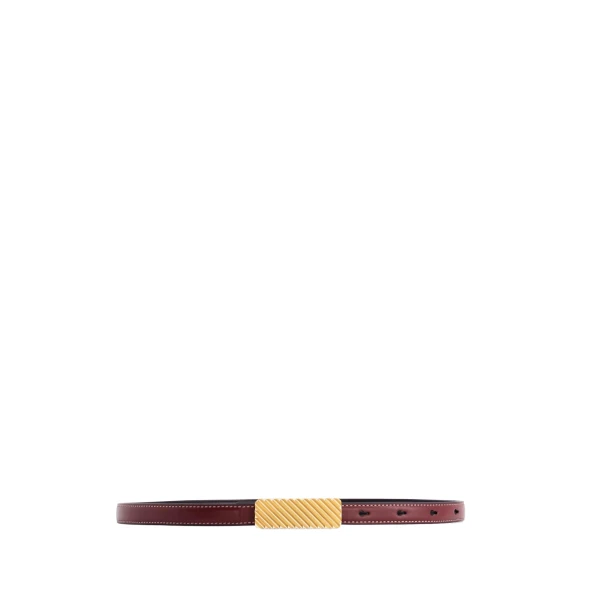 Mlouye Isla Belt in Bordeaux with Gold Buckle | Belts | Coveti
