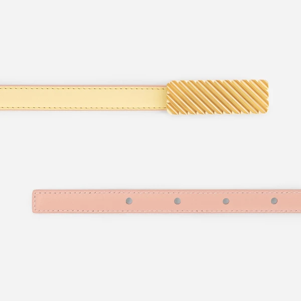 Mlouye Isla Belt in Butter with Gold Buckle | Belts | Coveti