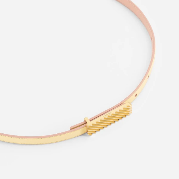 Mlouye Isla Belt in Butter with Gold Buckle | Belts | Coveti