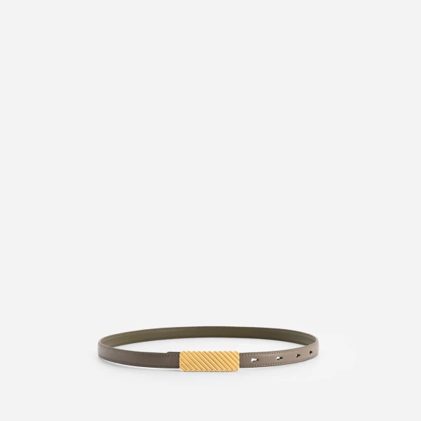 Mlouye Isla Belt in Etoupe with Gold Buckle | Belts | Coveti