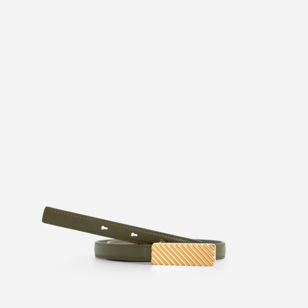 Mlouye Isla Belt in Etoupe with Gold Buckle | Belts | Coveti