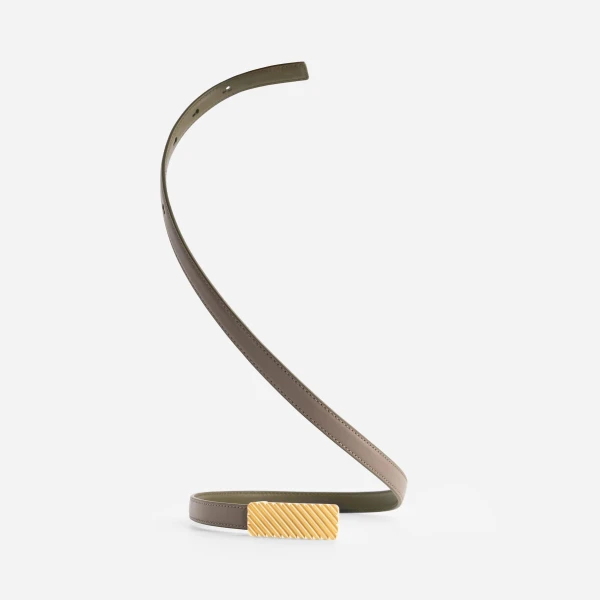 Mlouye Isla Belt in Etoupe with Gold Buckle | Belts | Coveti