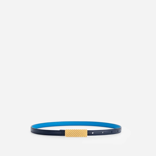 Mlouye Isla Belt in Navy with Gold Buckle | Belts | Coveti