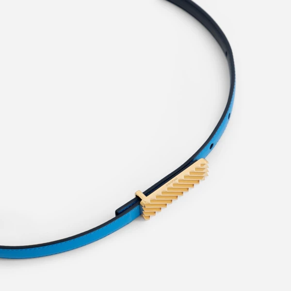 Mlouye Isla Belt in Navy with Gold Buckle | Belts | Coveti