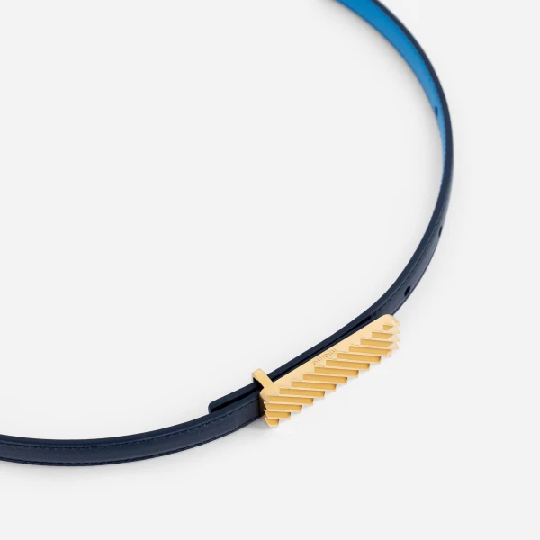 Mlouye Isla Belt in Navy with Gold Buckle | Belts | Coveti