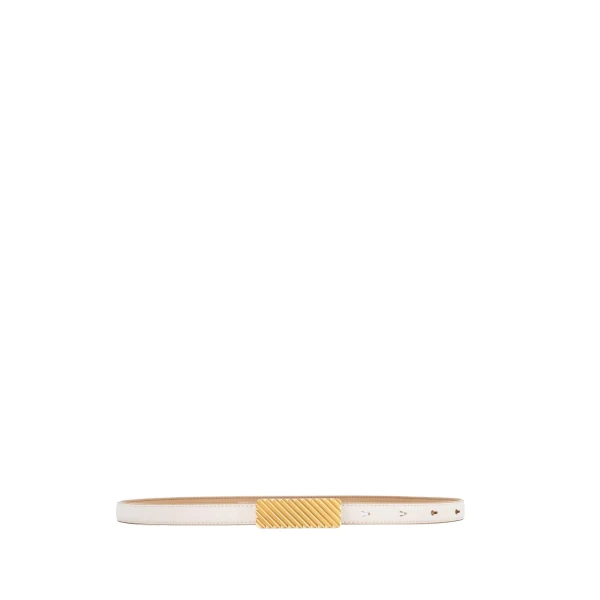 Isla Belt in Off White with Gold Buckle