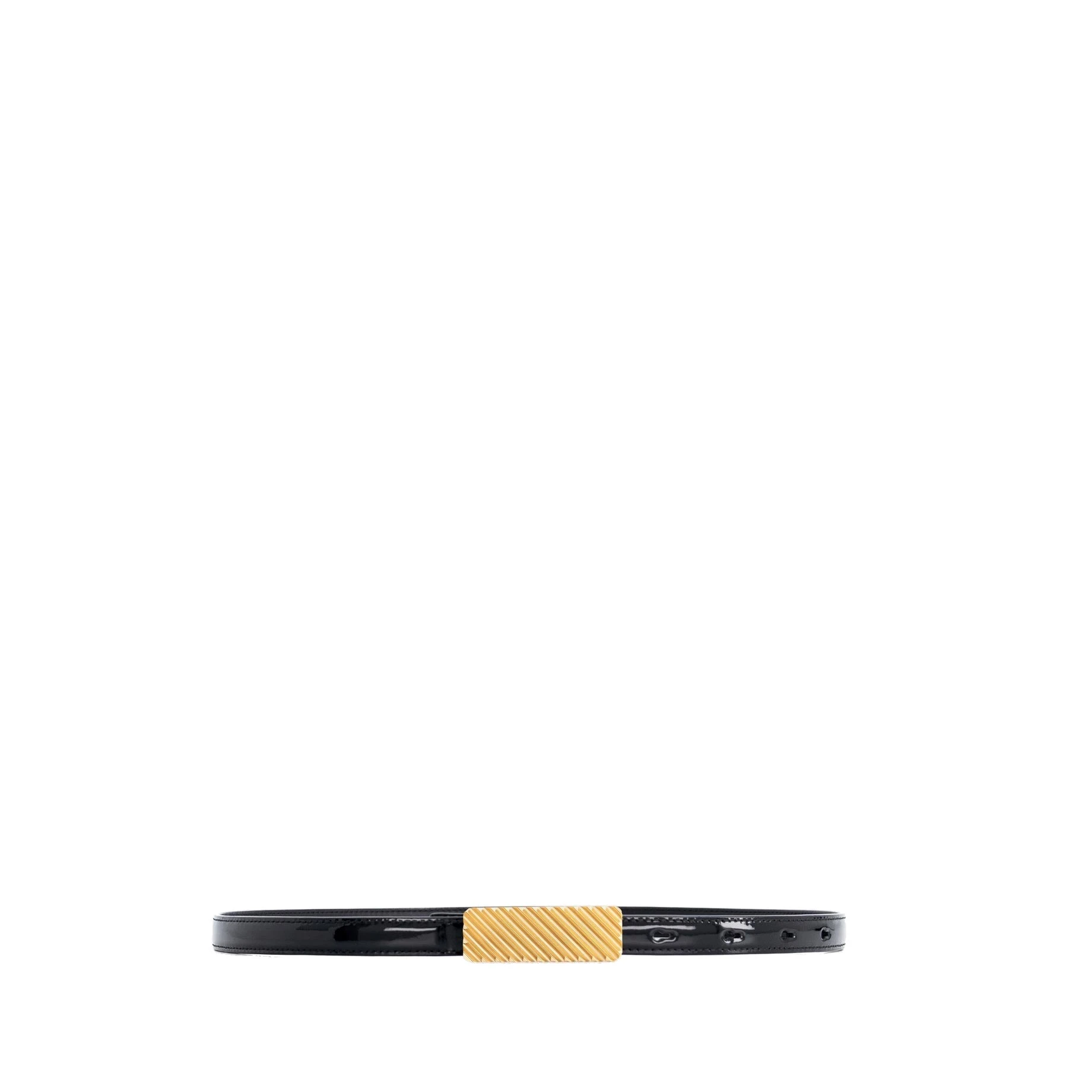 Mlouye Isla Belt in Patent Black with Gold Buckle Mlouye Isla Belt in Patent Black with Gold Buckle | Belts | Coveti