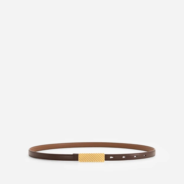 Mlouye Isla Belt in Praline with Gold Buckle | Belts | Coveti