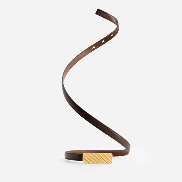 Mlouye Isla Belt in Praline with Gold Buckle | Belts | Coveti