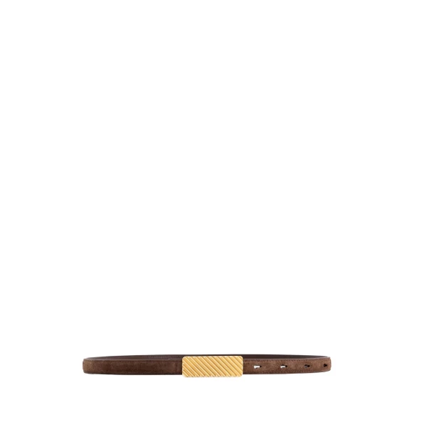 Isla Belt in Suede Espresso with Gold Buckle