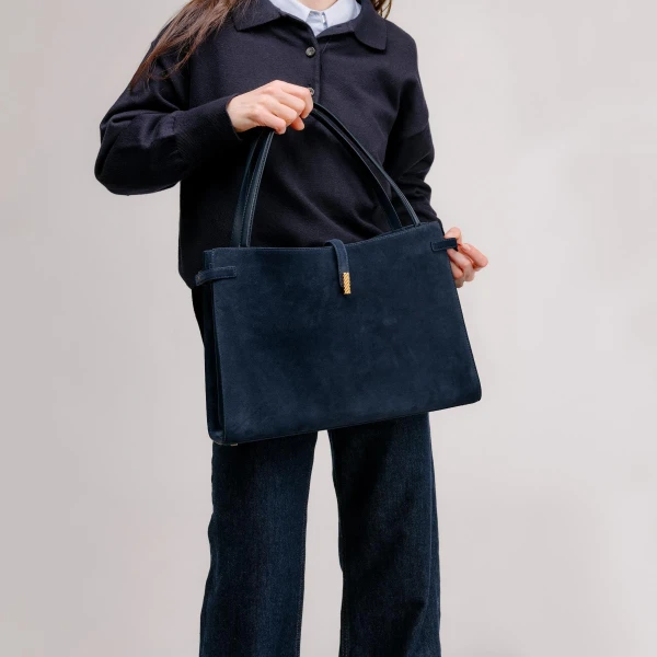 Mlouye Isla Tote in Crinkled Black | Totes & Top-Handle Bags | Coveti