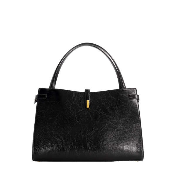 Mlouye Isla Tote in Crinkled Black | Totes & Top-Handle Bags | Coveti