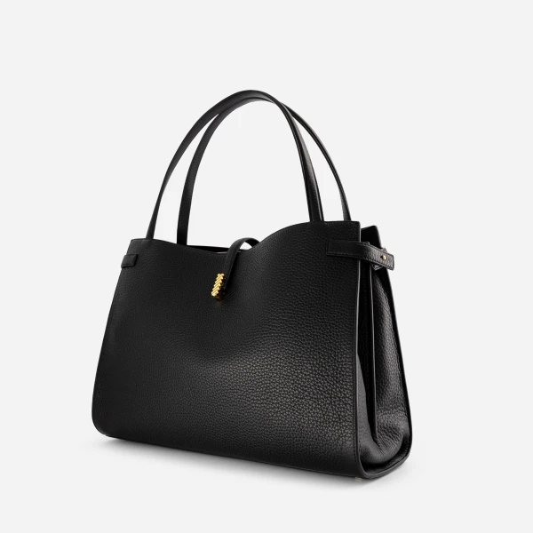 Mlouye Isla Tote in Grained Black | Totes & Top-Handle Bags | Coveti