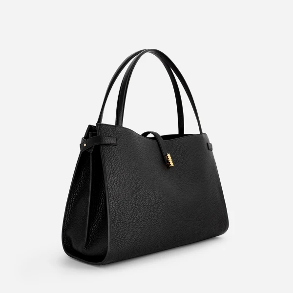 Mlouye Isla Tote in Grained Black | Totes & Top-Handle Bags | Coveti