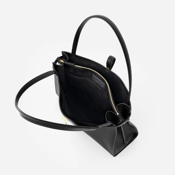 Mlouye Isla Tote in Grained Black | Totes & Top-Handle Bags | Coveti