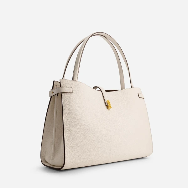 Mlouye Isla Tote in Grained Cream | Totes & Top-Handle Bags | Coveti
