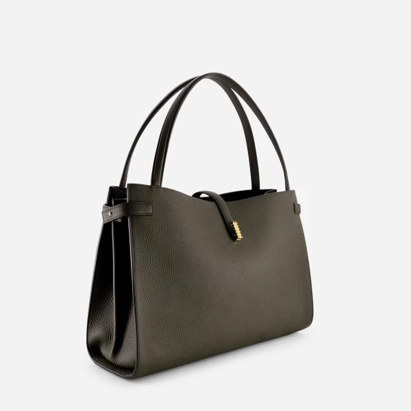 Mlouye Isla Tote in Grained Dark Green | Totes & Top-Handle Bags | Coveti