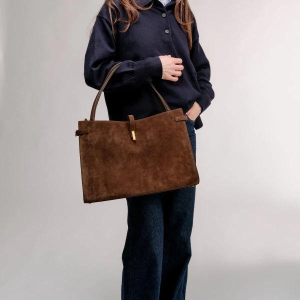 Mlouye Isla Tote in Grained Dark Green | Totes & Top-Handle Bags | Coveti