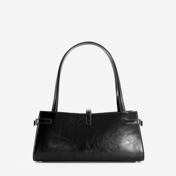 Mlouye Isla Wide Tote in Crinkled Black | Totes & Top-Handle Bags | Coveti