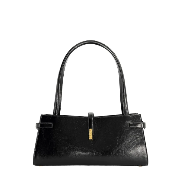 Isla Wide Tote in Crinkled Black