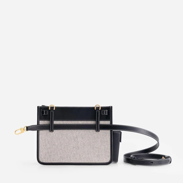 Mlouye Juno Bag in Canvas Black | Shoulder & Crossbody Bags | Coveti
