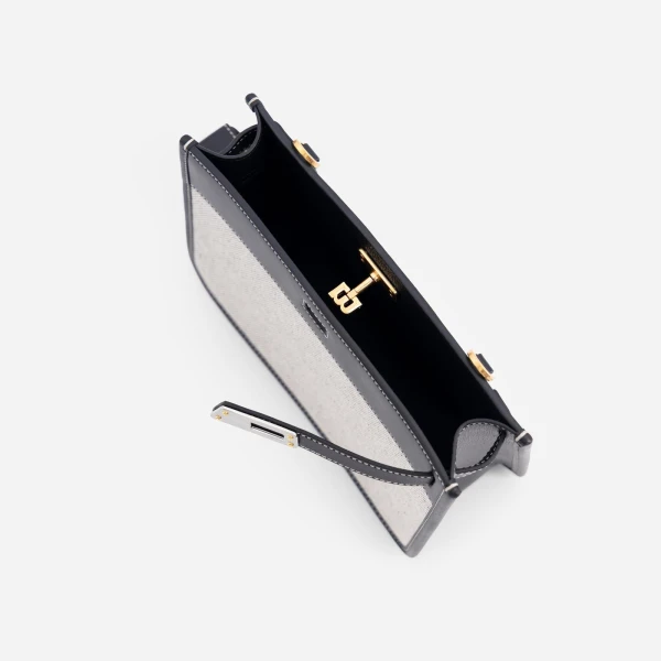 Mlouye Juno Bag in Canvas Black | Shoulder & Crossbody Bags | Coveti