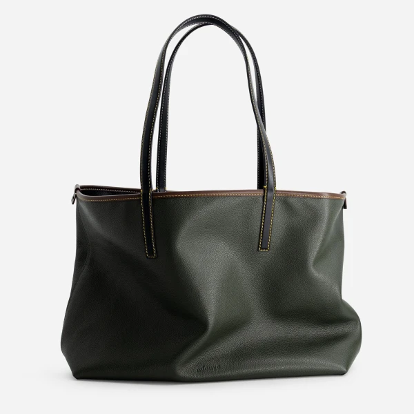 Mlouye M Tote in Black and Hunter Green | Totes & Top-Handle Bags | Coveti