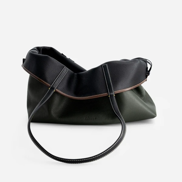 Mlouye M Tote in Black and Hunter Green | Totes & Top-Handle Bags | Coveti