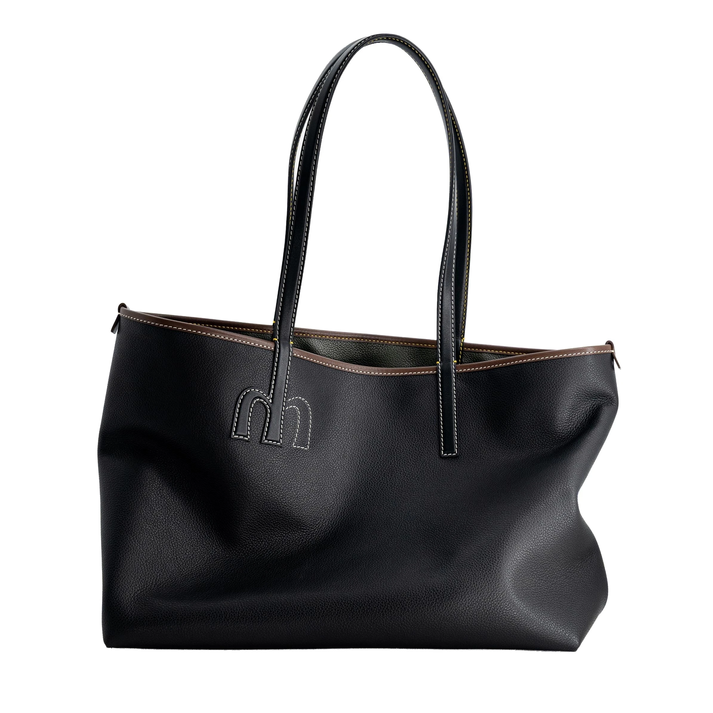 Mlouye M Tote in Black and Hunter Green Mlouye M Tote in Black and Hunter Green | Totes & Top-Handle Bags | Coveti