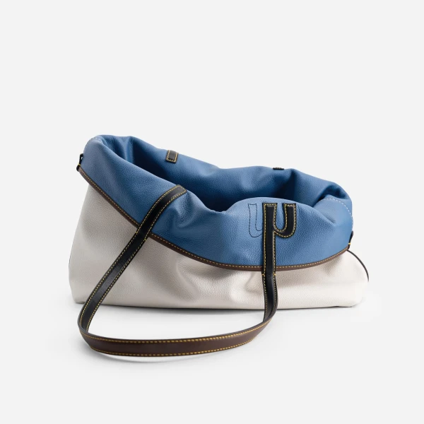 Mlouye M Tote in Denim and Off White | Totes & Top-Handle Bags | Coveti