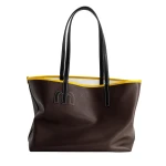 Mlouye M Tote in Espresso and White | Totes & Top-Handle Bags | Coveti