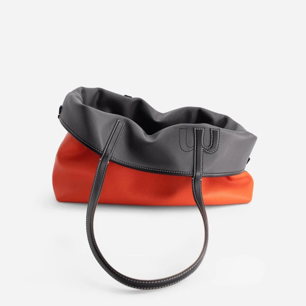 Mlouye M Tote in Grey and Orange | Totes & Top-Handle Bags | Coveti