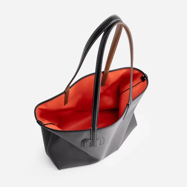 Mlouye M Tote in Grey and Orange | Totes & Top-Handle Bags | Coveti