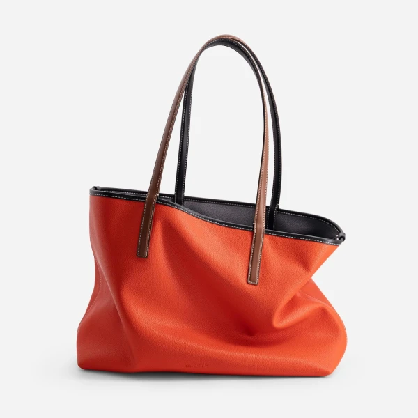 Mlouye M Tote in Grey and Orange | Totes & Top-Handle Bags | Coveti