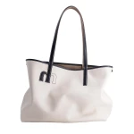 Mlouye M Tote in Off White and Etoupe | Totes & Top-Handle Bags | Coveti