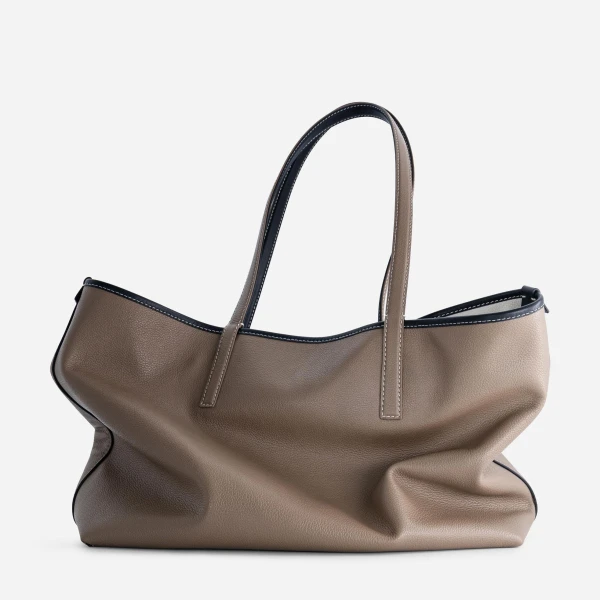 Mlouye M Tote in Off White and Etoupe | Totes & Top-Handle Bags | Coveti