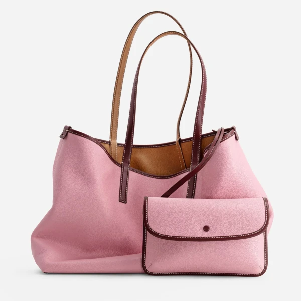 Mlouye M Tote in Tan and Pink | Totes & Top-Handle Bags | Coveti