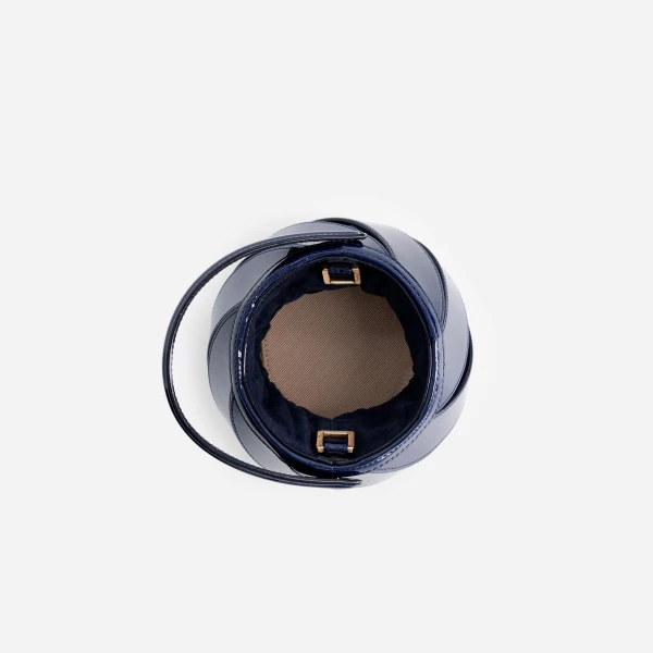 Mlouye Mini Helix Bag in Patent Navy | Mini Bags | Coveti